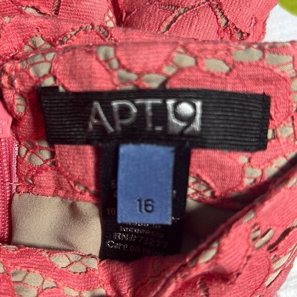 Apt.9 Women's Pink Lace Overlay Beige Lined Back Zip Vented Pencil Skirt Size 16 - Picture 6 of 6